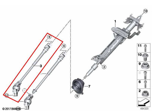 2023-25 BMW 430i xDrive Gran Coupe 2.0L Steering Column Intermediate Lower Shaft - Alshned Auto Parts