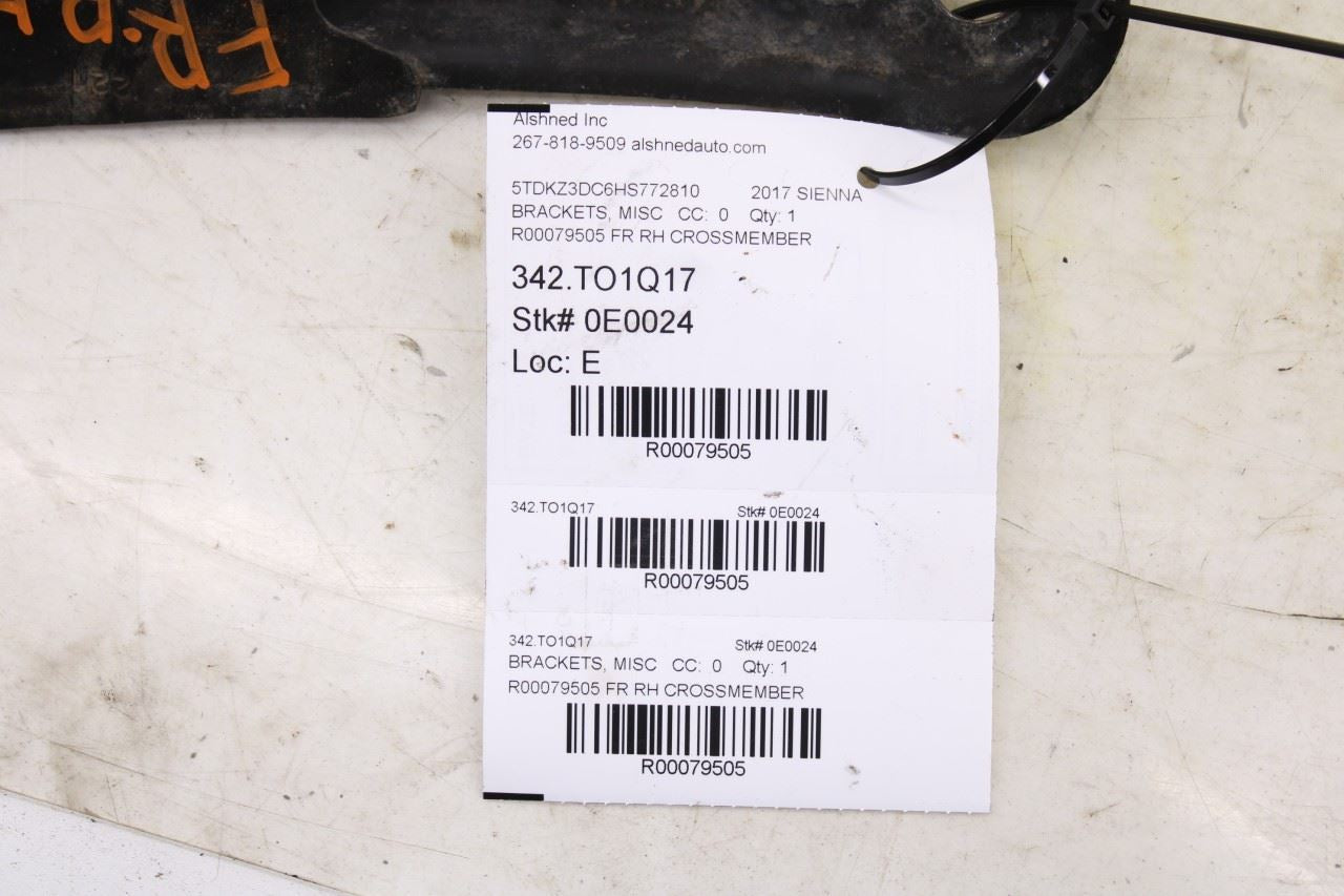 2014-20 Toyota Sienna LE 3.5L Front Passenger Right Side Subframe Brace Bracket - Alshned Auto Parts