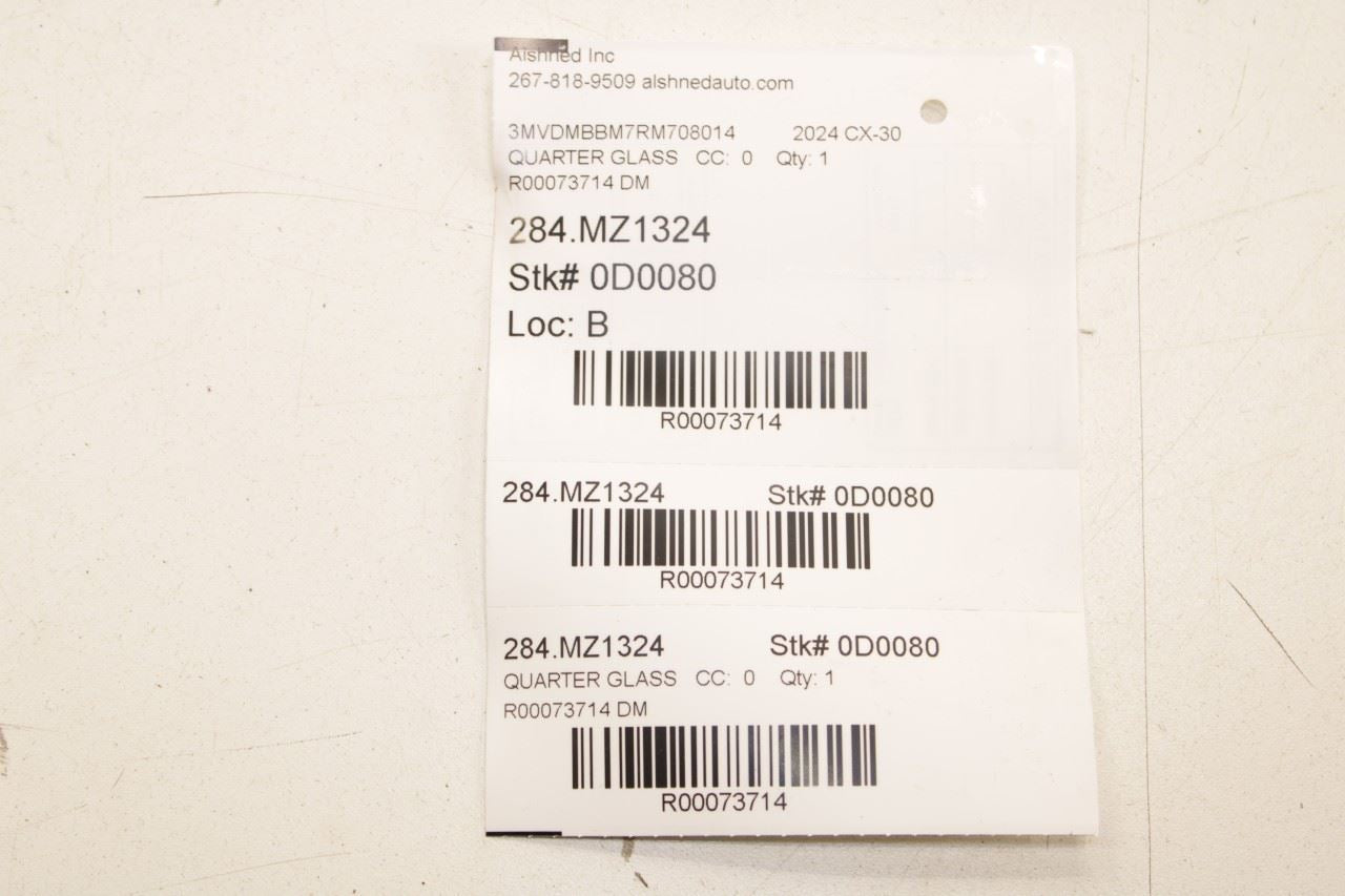 2020-25 Mazda CX-30 2.5 S Rear Right Passenger Side Quarter Window Glass *ReaD* - Alshned Auto Parts