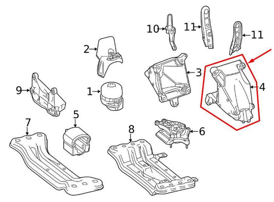 2012-16 Mercedes-Benz E350 Sport 4Matic 3.5L AWD Left Side Engine Mount Bracket - Alshned Auto Parts