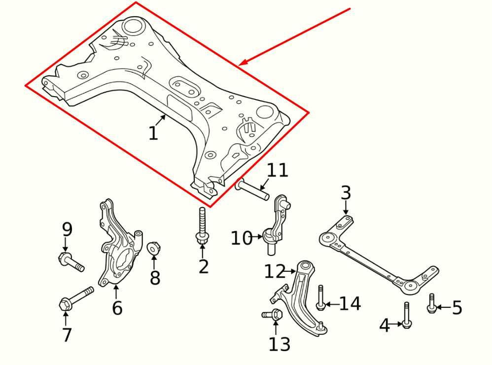 2015-2019 Nissan Sentra SL 1.8L FWD Front Crossmember Subframe 54400-4AF2B OEM - Alshned Auto Parts