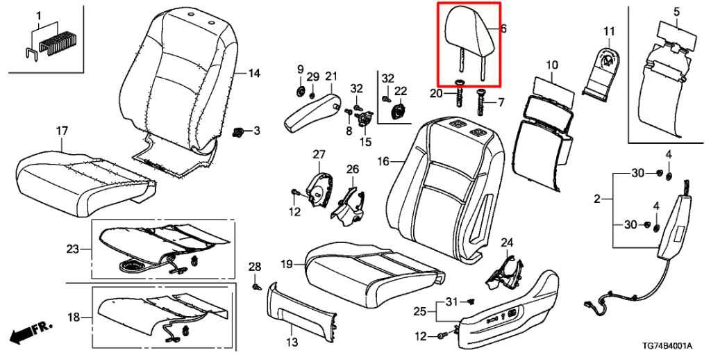 2016-2018 Honda Pilot Front Right or Left Side Seat Headrest 81140-TG7-A01ZA OEM - Alshned Auto Parts