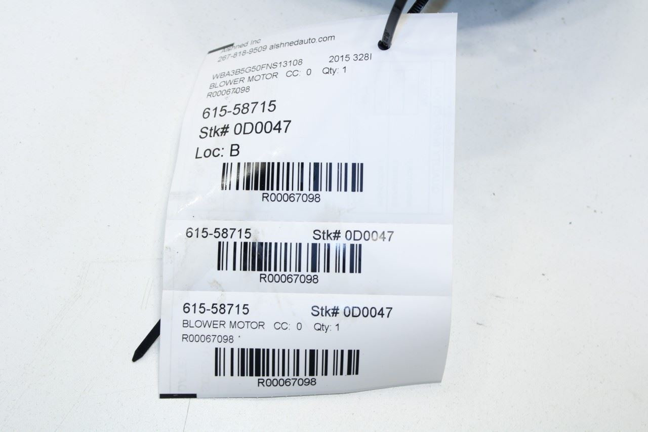 2013-2016 BMW 328I xDrive SULEV 2.0L HVAC AC Blower Fan Motor 64119350395 OEM - Alshned Auto Parts