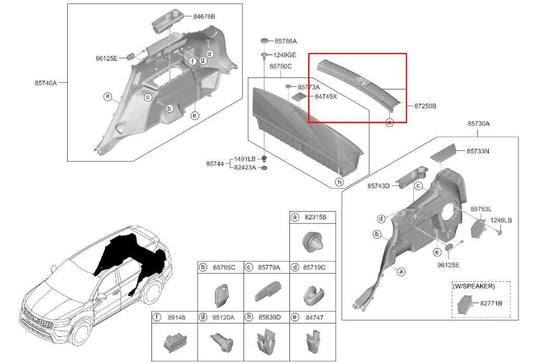 2021-24 Kia Sorento X-Line SX Prestige RR Trunk Sill Scuff Kick Plate Trim Panel - Alshned Auto Parts