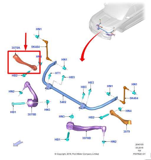 2020-25 Ford Explorer AWD Front Right Rearward Lower Control Arm LB5Z-3078-B OEM - Alshned Auto Parts