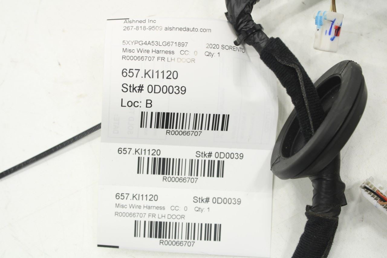 2020 Kia Sorento LX Front Left Door Wire Harness w Corner Tweeter Speaker *ReaD* - Alshned Auto Parts