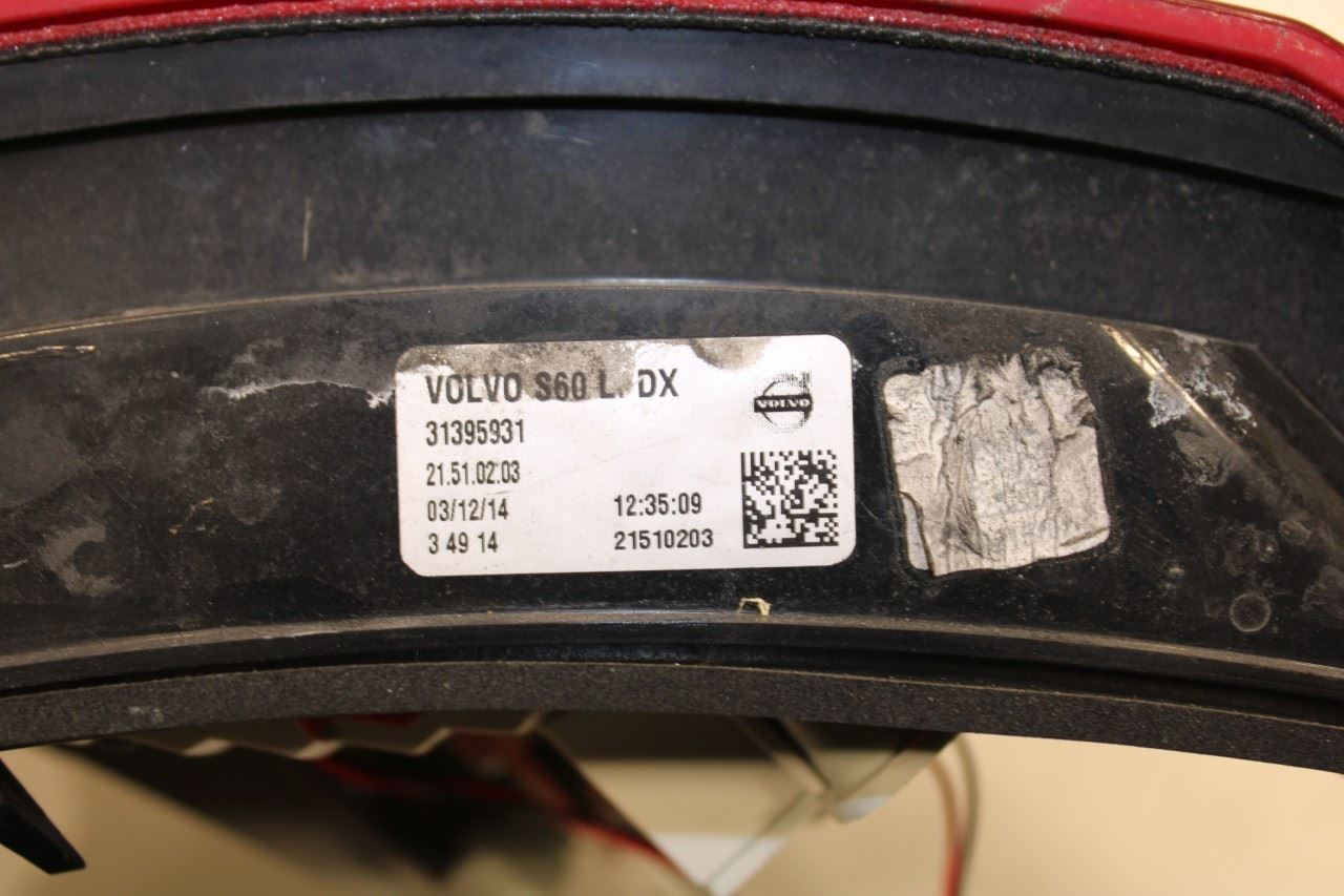 2015-2016 Volvo S60 T5 Premier Rear Right Side Outer Tail Light Lamp 31395931 - Alshned Auto Parts