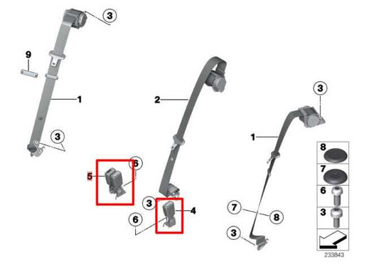 11-17 BMW X3 xDrive28i AWD Rear Right and Left Side 2nd Row Seat Belt Buckle Set - Alshned Auto Parts