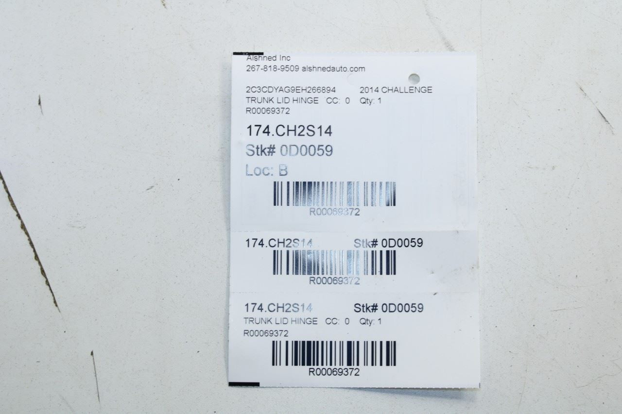 11-23 Dodge Challenger SXT RR RH and LH Trunk Deck Lid Hinge Set w/ Lift Struts - Alshned Auto Parts