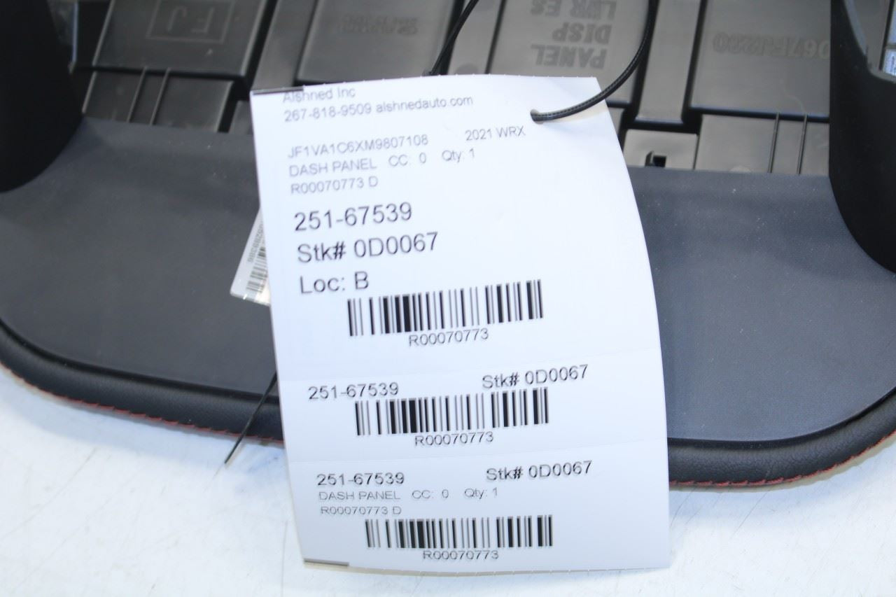 2018-2021 Subaru WRX Premium Dash Display Panel Trim Cover 66067FJ230 OEM - Alshned Auto Parts