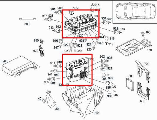 07-10 Mercedes-Benz S550 Under Hood Fuse Relay Junction Box w/ SAM 221-545-16-01 - Alshned Auto Parts