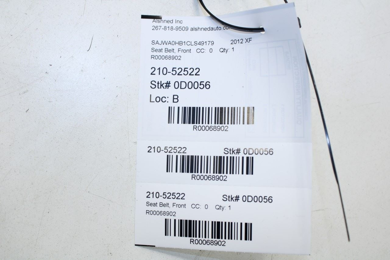 2012-15 Jaguar XF Portfolio 5.0L RWD Front Passenger Right Side Seat Belt Buckle - Alshned Auto Parts