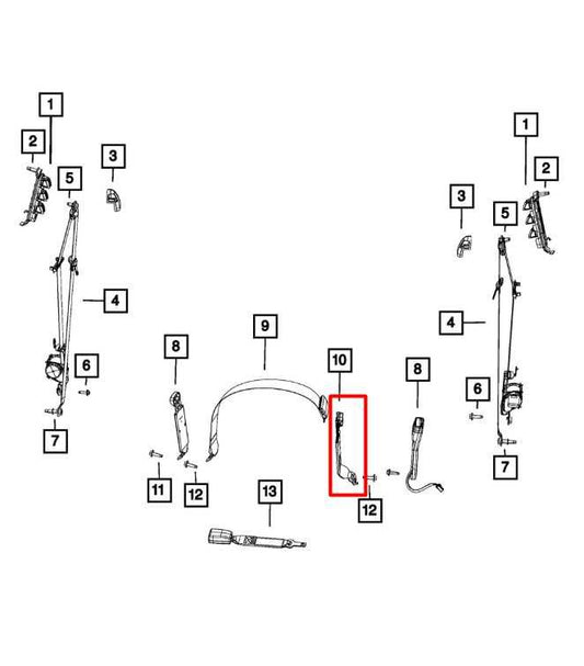 2019 Ram 1500 Classic Crew Cab Front Center Driver Left Side Seat Belt Buckle - Alshned Auto Parts