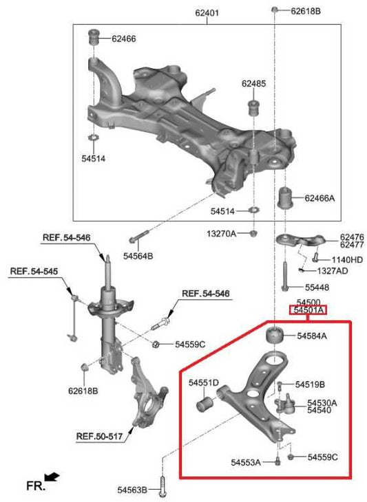 2019-2024 Kia Forte LXS 2.0L FWD Front Right Side Lower Control Arm 54501-F2AA0 - Alshned Auto Parts