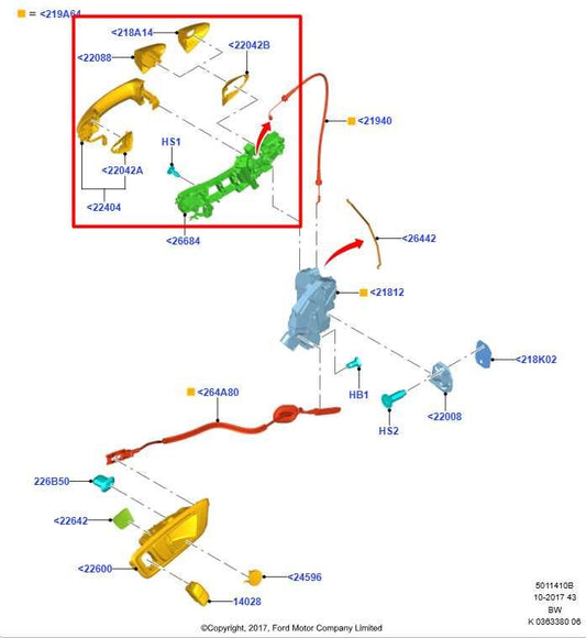 2018-2022 Ford EcoSport SE 1.0L FWD Front Driver Left Side Door Exterior Handle - Alshned Auto Parts