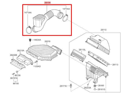 2015-2021 Hyundai Tucson Value 2.0L FWD Air Intake Duct Hose 28130-D3300 OEM - Alshned Auto Parts