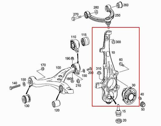 2012-2015 Mercedes-Benz ML350 Front Left Side Spindle Knuckle Hub 166-330-09-20 - Alshned Auto Parts