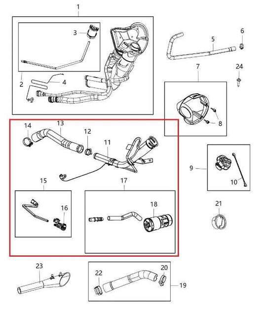 2014-24 RAM 1500 Classic Express 5.7L Fuel Filler Neck Hose Tube Pipe 68400787AA - Alshned Auto Parts