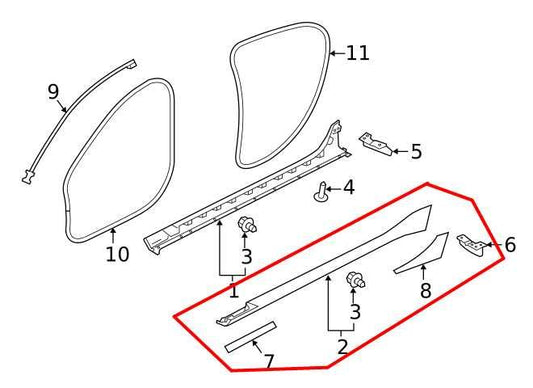 17-20 Jaguar XE R-Dynamic S Driver Left Skirt Rocker Molding T4N18963LML *ReaD* - Alshned Auto Parts