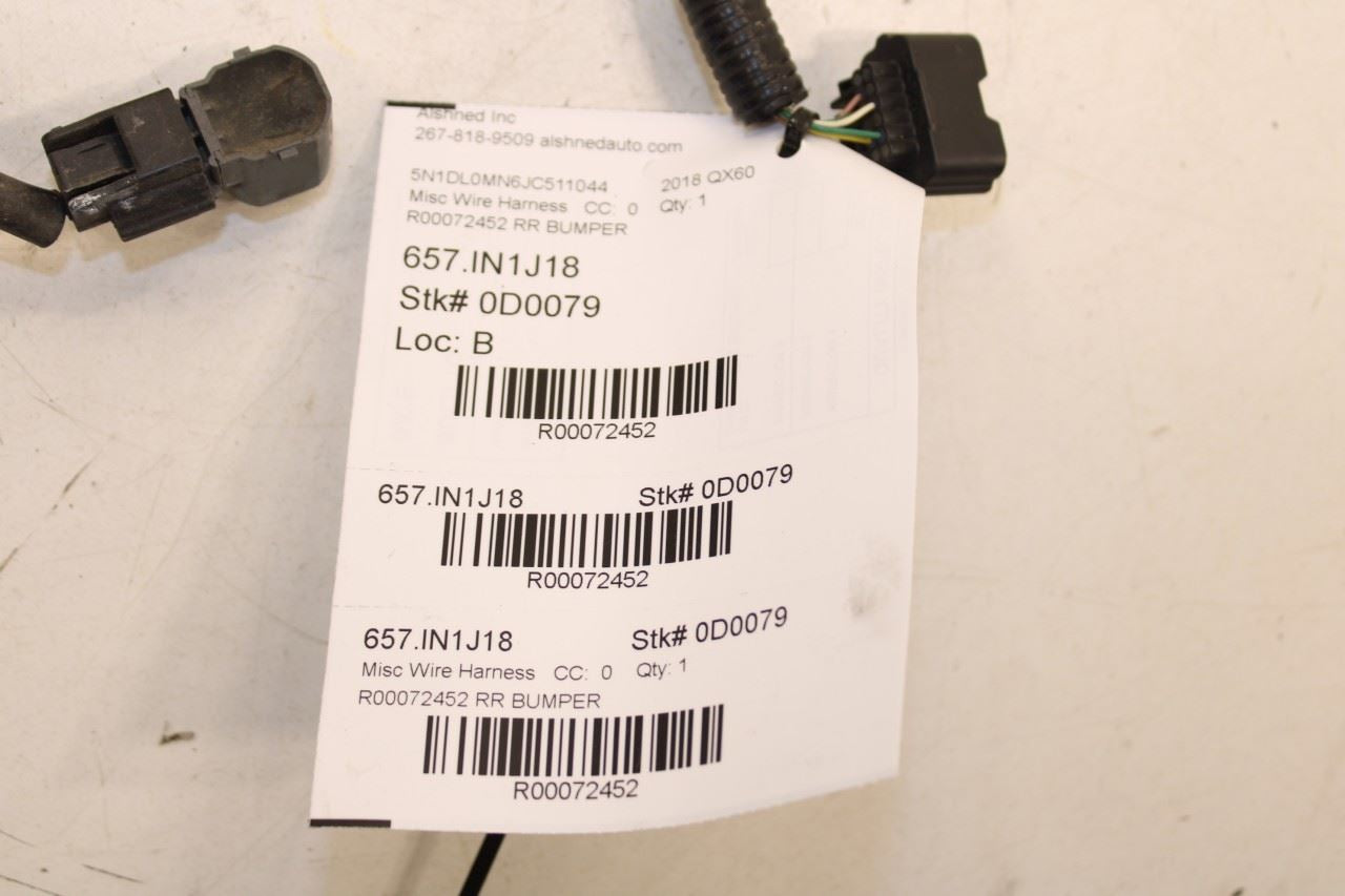 2016-2020 Infiniti QX60 Rear Bumper Wire Harness w/ Park Sensors 24093-9NF0C OEM - Alshned Auto Parts