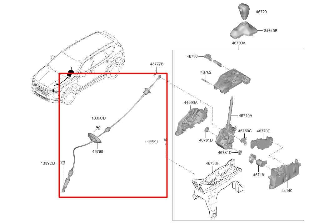 19-20 Hyundai Santa Fe SEL Automatic Transmission Gear Shift Lever Control Cable - Alshned Auto Parts