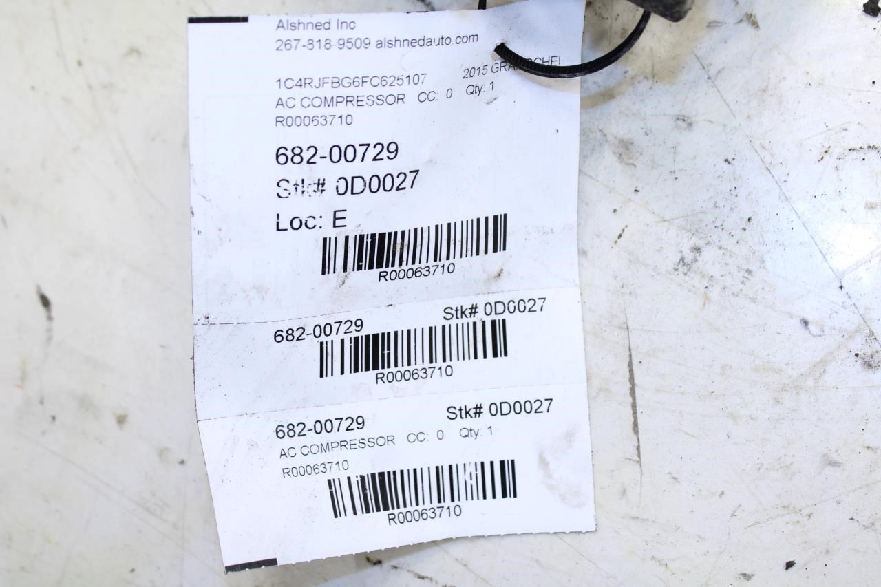 2011-2015 Jeep Grand Cherokee Limited AC Air Conditioner Compressor 68021637AG - Alshned Auto Parts