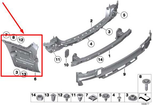 2010-2015 BMW 750i xDrive Rear Left Side Bumper Support Mount Panel 51127183885 - Alshned Auto Parts