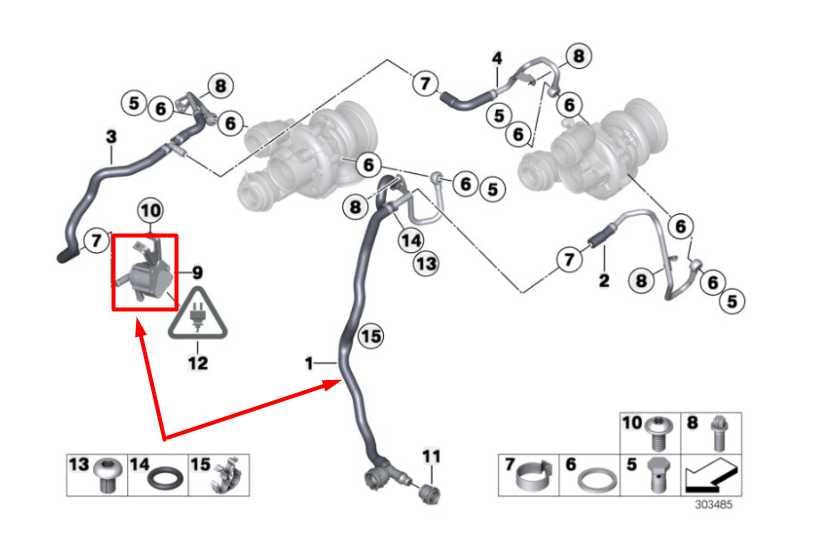 2010-2015 BMW 750i xDrive Auxiliary Water Pump w/ Turbocharger Coolant Line Hose1