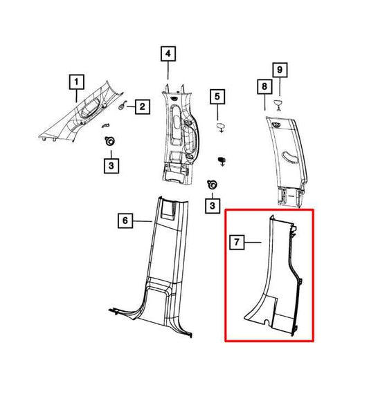 2019-22 Ram 1500 Classic Crew Cab Rear RH and LH C-Pillar Lower Trim Cover Panel - Alshned Auto Parts
