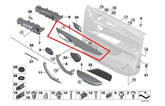 14-18 BMW X5 xDrive35i Front Left Side Door Interior Handle Panel Cover Molding - Alshned Auto Parts