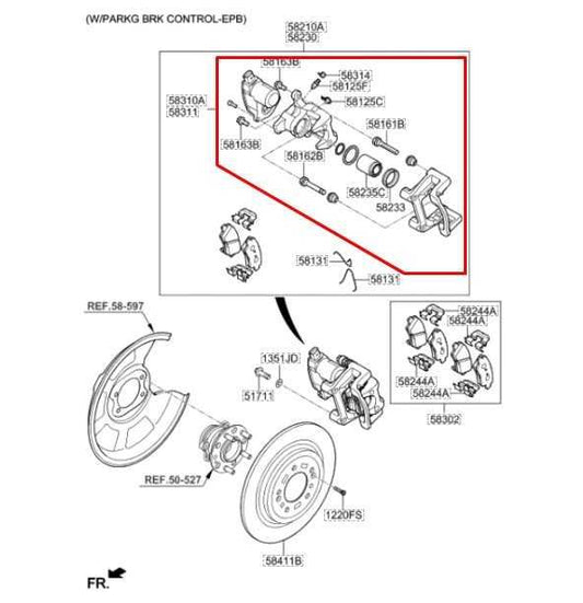 2019-2021 Hyundai Tucson Value Rear Right Side Brake Disc Caliper 58311-D3A71 - Alshned Auto Parts