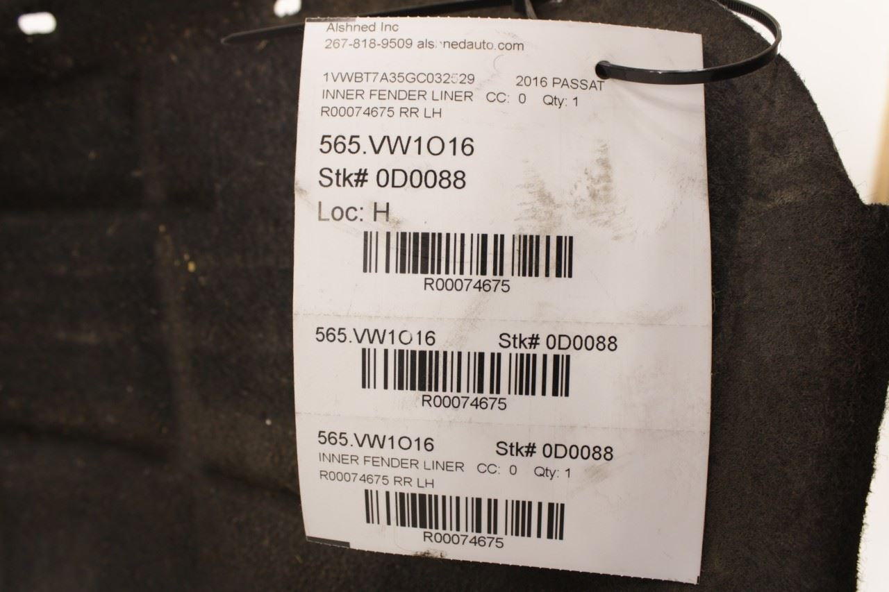 16-19 Volkswagen Passat SE Rear Left Driver Side Wheelhouse Liner Splash Shield - Alshned Auto Parts