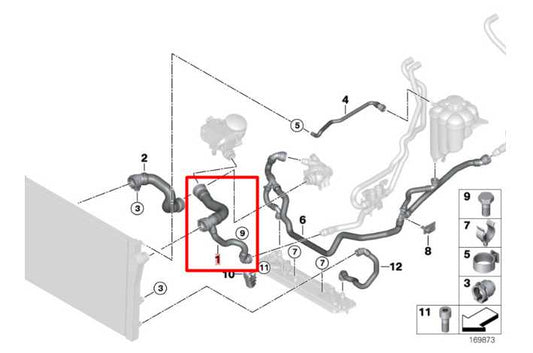 2014-18 BMW X5 xDrive35i 3.0L Engine Radiator Water Coolant Upper Hose Tube Pipe - Alshned Auto Parts