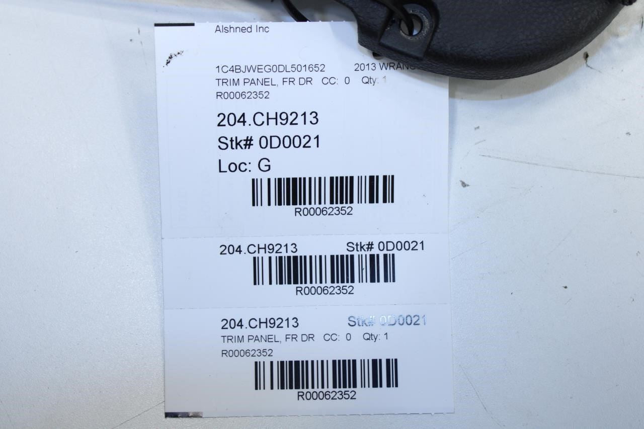 2011-2017 Jeep Wrangler Sahara Front Right Passenger Door Trim Panel 1QJ36DX9AF - Alshned Auto Parts