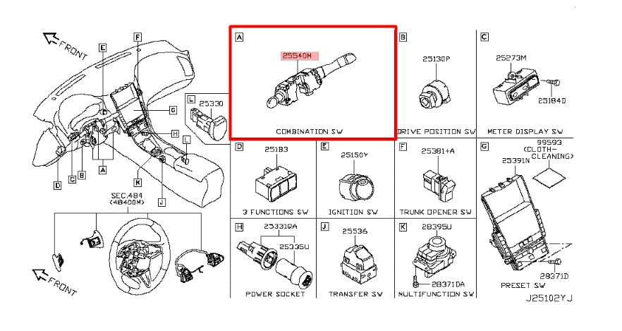 14-23 Infiniti Q50 Luxe Steering Column Turn Signal Wiper Switch 25560-4GA7A OEM - Alshned Auto Parts