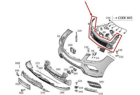 2013-15 Mercedes-Benz ML350 Front Bumper Basic Mounting Support Carrier Bracket - Alshned Auto Parts