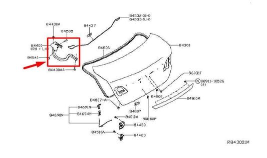 2013-19 Nissan Sentra SV Rear RH and LH Trunk Lid Lift Support Hinge 84400-3SG0A - Alshned Auto Parts