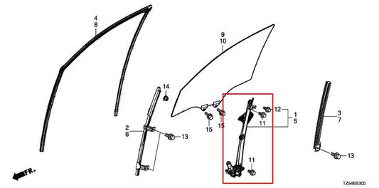 14-20 Acura MDX w/Technology Pkg Front Right Side Door Window Regulator w/ Motor - Alshned Auto Parts