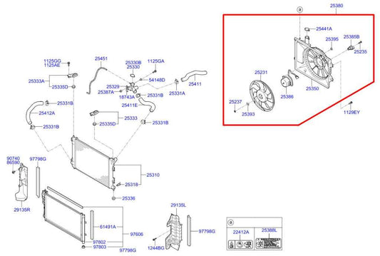 2011-13 Hyundai Elantra GL 1.8L Radiator Cooling Fan Motor Assembly 25380-3X000 - Alshned Auto Parts