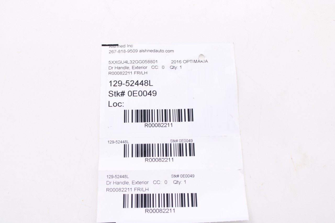 16-20 Kia Optima EX 2.4L Front Driver Left Side Door Exterior Handle 82651D5210 - Alshned Auto Parts