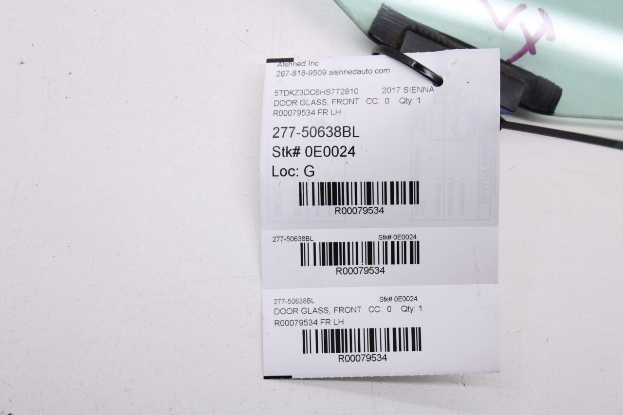 2011-2020 Toyota Sienna LE Front Left Driver Side Door Window Glass 68102-08051 - Alshned Auto Parts