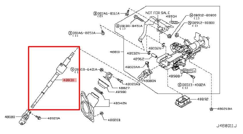 2014-17 Infiniti QX50 3.7L Steering Column Intermediate Lower Shaft 48822-1BA1B - Alshned Auto Parts