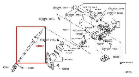 2014-17 Infiniti QX50 3.7L Steering Column Intermediate Lower Shaft 48822-1BA1B - Alshned Auto Parts