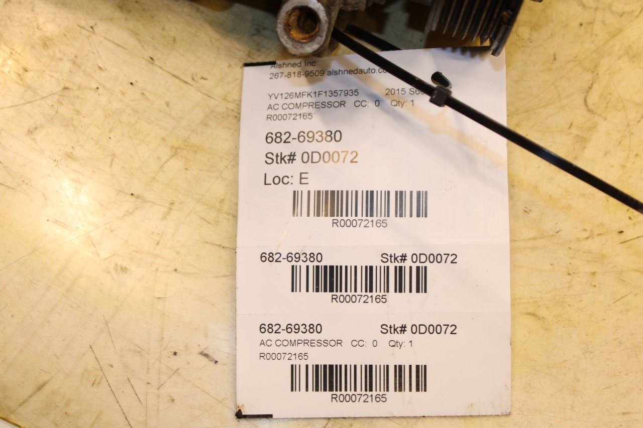2015-2018 Volvo S60 T5 Premier 2.0L AC Air Conditioner Compressor 31332528 OEM - Alshned Auto Parts