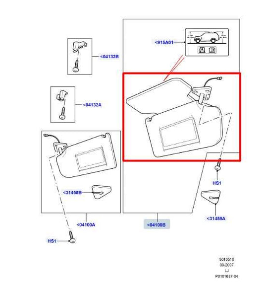 2003-08 Range Rover Front Left Sun Visor w/ Illuminated Mirror EDQ501890NUG OEM - Alshned Auto Parts