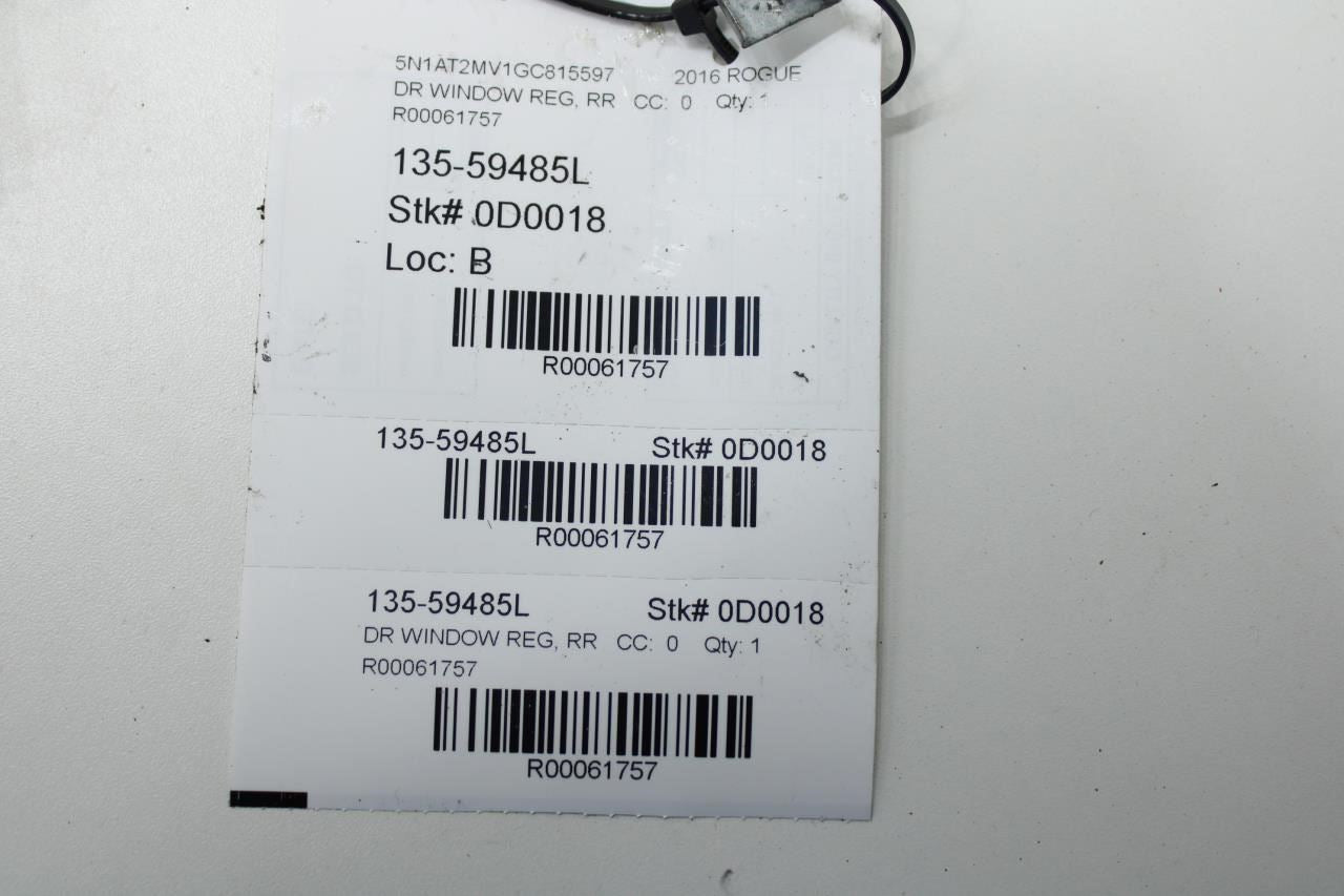 2014-2020 Nissan Rogue SV Rear Left Door Window Regulator w/ Motor 82721-4BA2A - Alshned Auto Parts