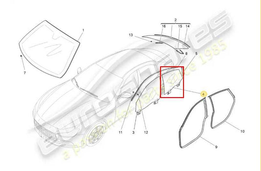 2017-2021 Maserati Ghibli Rear Right Passenger Side Door Window Glass 670038121 - Alshned Auto Parts