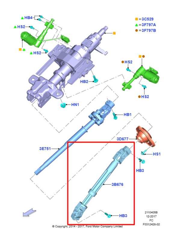 2015-2020 Ford F150 Crew Cab 2.7L 4WD Steering Column Lower Intermediate Shaft1