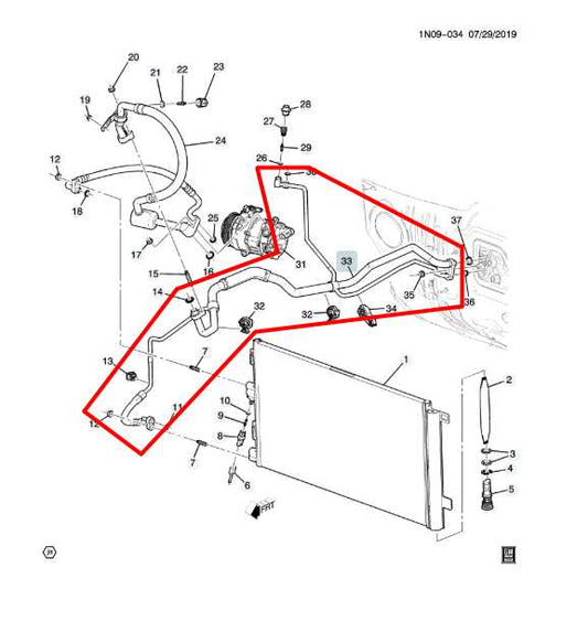 2020-24 Chevrolet Blazer 2LT 2.0L FWD AC Air Conditioning Suction Hose Tube Line - Alshned Auto Parts