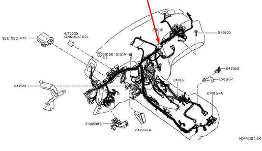 2017-2019 Infiniti QX60 Main Dash Instrument Panel Wire Harness 24010-9NP0C OEM - Alshned Auto Parts